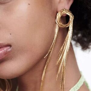 Zara Gold Waterfall Tassel Earrings